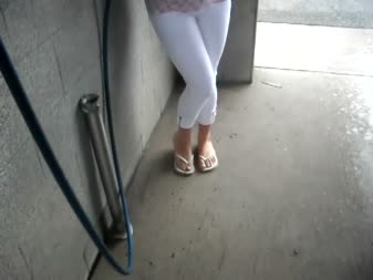 Natalees Wetting Clips - Public Car Wash Wetting In Skintight White Jeans 